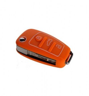 FUNDA DE SILICONA PARA MANDOS PLEGABLES DE 3 BOTONES DE AUDI - NARANJA